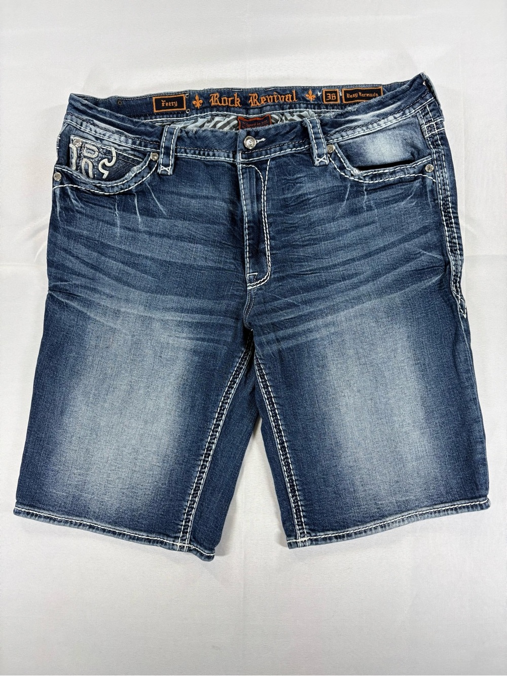 Rock Revival Fetry Easy Bermuda Shorts Women’s 36 Embellished Y2K Denim
